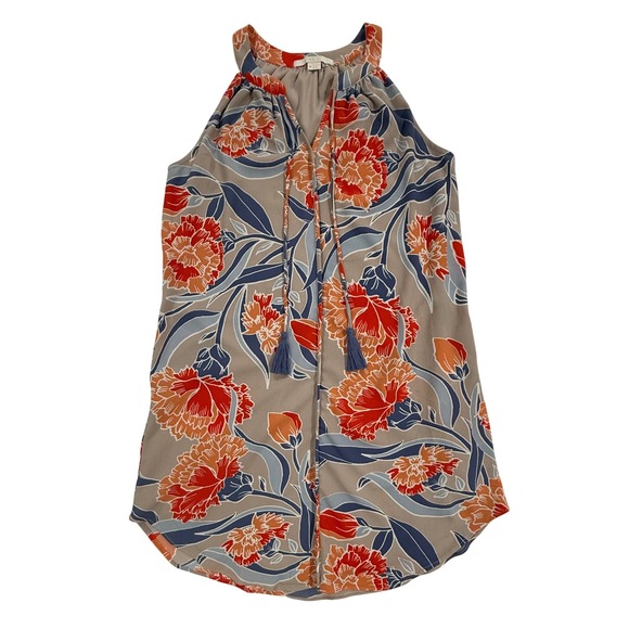 C&E Dresses & Skirts - c&e Floral Halter Neck Sleeveless Tassel Tie Dress Orange Blue Womens Small W473